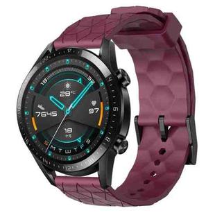 For Huawei Watch GT2 42mm 20mm Football Pattern Solid Color Silicone Watch Band(Wine Red)