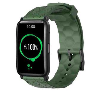 For Honor Watch ES 20mm Football Pattern Solid Color Silicone Watch Band(Army Green)