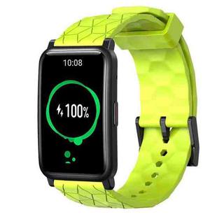 For Honor Watch ES 20mm Football Pattern Solid Color Silicone Watch Band(Lime Green)