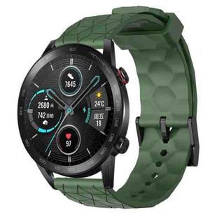 For Honor MagicWatch2 42mm 20mm Football Pattern Solid Color Silicone Watch Band(Army Green)