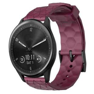 For Garmin Vivomove Sport 20mm Football Pattern Solid Color Silicone Watch Band(Wine Red)