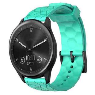 For Garmin Vivomove Sport 20mm Football Pattern Solid Color Silicone Watch Band(Teal)