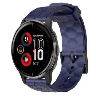 For Garmin Venu 2 Plus 20mm Football Pattern Solid Color Silicone Watch Band(Navy Blue)