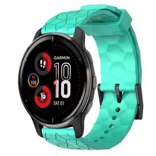 For Garmin Venu 2 Plus 20mm Football Pattern Solid Color Silicone Watch Band(Teal)