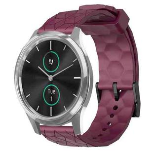 For Garminmove Luxe 20mm Football Pattern Solid Color Silicone Watch Band(Wine Red)