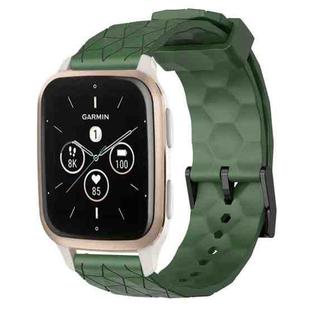 For Garmin Forerunner Sq2 Music 20mm Football Pattern Solid Color Silicone Watch Band(Army Green)