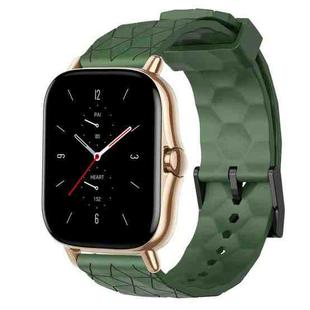 For Amazfit GTS 2E 20mm Football Pattern Solid Color Silicone Watch Band(Army Green)