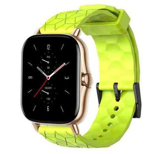 For Amazfit GTS 2 20mm Football Pattern Solid Color Silicone Watch Band(Lime Green)