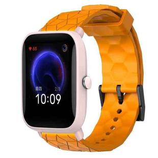 For Amazfit Pop Pro 20mm Football Pattern Solid Color Silicone Watch Band(Yellow)