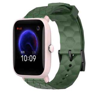 For Amazfit Pop Pro 20mm Football Pattern Solid Color Silicone Watch Band(Army Green)