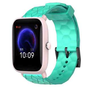 For Amazfit Pop Pro 20mm Football Pattern Solid Color Silicone Watch Band(Teal)