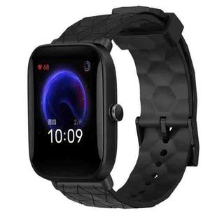 For Amazfit Pop 20mm Football Pattern Solid Color Silicone Watch Band(Black)