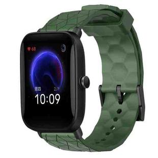 For Amazfit Pop 20mm Football Pattern Solid Color Silicone Watch Band(Army Green)