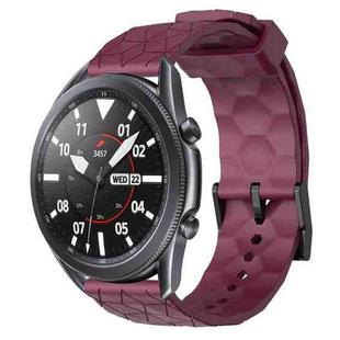 For Samsung Galaxy Watch3 45mm 22mm Football Pattern Solid Color Silicone Watch Band(Wine Red)