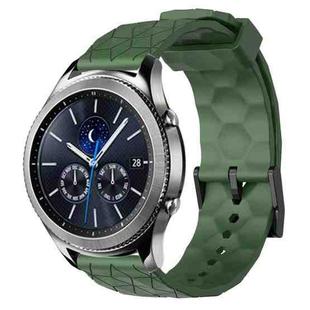 For Samsung Gear S3 Classic 22mm Football Pattern Solid Color Silicone Watch Band(Army Green)