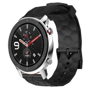 For Amazfit GTR 4 22mm Football Pattern Solid Color Silicone Watch Band(Black)