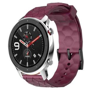 For Amazfit GTR 4 22mm Football Pattern Solid Color Silicone Watch Band(Wine Red)