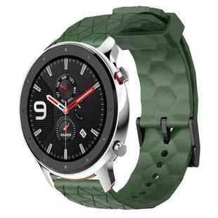 For Amazfit GTR 4 22mm Football Pattern Solid Color Silicone Watch Band(Army Green)