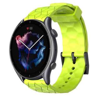 For Amazfit GTR 3 22mm Football Pattern Solid Color Silicone Watch Band(Lime Green)