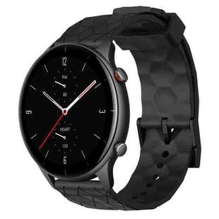 For Amazfit GTR 2e 22mm Football Pattern Solid Color Silicone Watch Band(Black)
