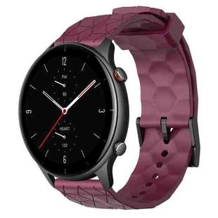 For Amazfit GTR 2e 22mm Football Pattern Solid Color Silicone Watch Band(Wine Red)
