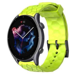 For Amazfit 3 22mm Football Pattern Solid Color Silicone Watch Band(Lime Green)