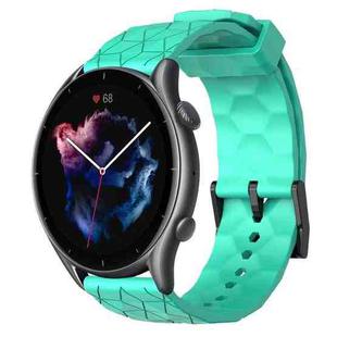 For Amazfit 3 22mm Football Pattern Solid Color Silicone Watch Band(Teal)
