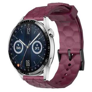 For Huawei Watch GT3 46mm 22mm Football Pattern Solid Color Silicone Watch Band(Wine Red)