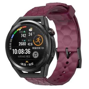 For Huawei Watch GT Runner 22mm Football Pattern Solid Color Silicone Watch Band(Wine Red)