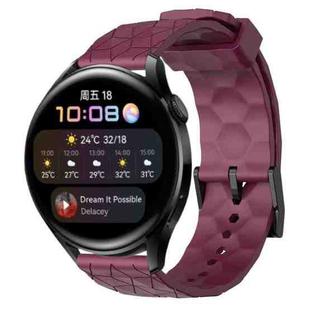 For Huawei Watch 3 22mm Football Pattern Solid Color Silicone Watch Band(Wine Red)