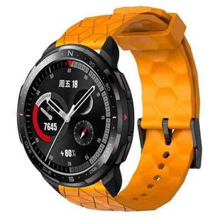 For Honor Watch GS Pro 22mm Football Pattern Solid Color Silicone Watch Band(Yellow)