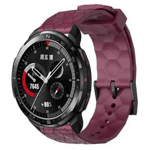 For Honor Watch GS Pro 22mm Football Pattern Solid Color Silicone Watch Band(Wine Red)