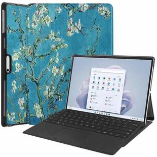 For Microsoft Surface Pro 9 JUNSUNMAY Custer Painted 3-Fold Stand Leather Tablet Case(Apricot Flower)