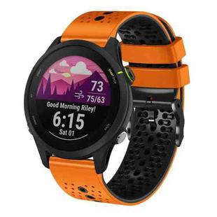 For Garmin Forerunner255 22mm Perforated Two-Color Silicone Watch Band(Orange+Black)