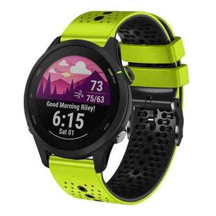 For Garmin Forerunner255 22mm Perforated Two-Color Silicone Watch Band(Lime+Black)