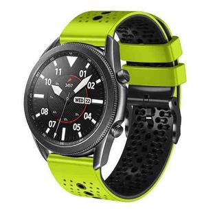 For Samsung Galaxy Watch3 45mm 22mm Perforated Two-Color Silicone Watch Band(Lime+Black)