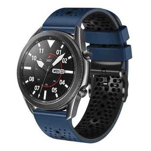 For Samsung Galaxy Watch3 45mm 22mm Perforated Two-Color Silicone Watch Band(Midnight Blue+Black)