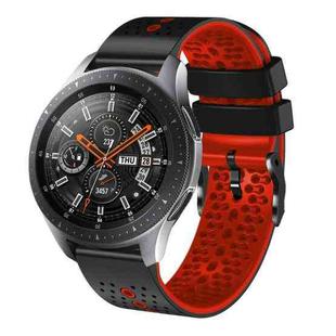 For Samsung Galaxy Watch 46mm 22mm Perforated Two-Color Silicone Watch Band(Black+Red)