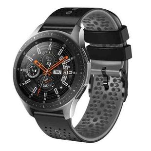 For Samsung Galaxy Watch 46mm 22mm Perforated Two-Color Silicone Watch Band(Black+Grey)