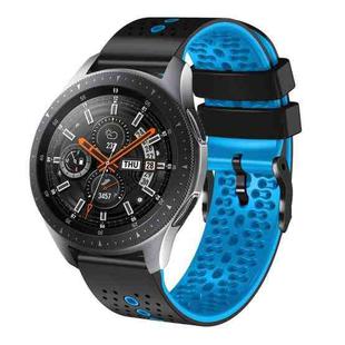 For Samsung Galaxy Watch 46mm 22mm Perforated Two-Color Silicone Watch Band(Black+Blue)
