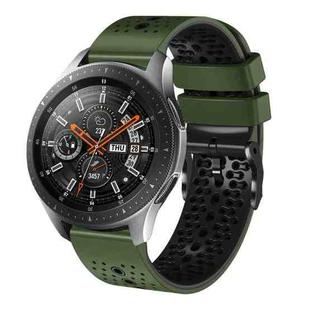 For Samsung Galaxy Watch 46mm 22mm Perforated Two-Color Silicone Watch Band(Army Green+Black)