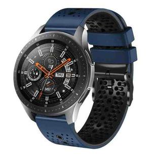 For Samsung Galaxy Watch 46mm 22mm Perforated Two-Color Silicone Watch Band(Midnight Blue+Black)