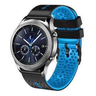 For Samsung Gear S3 Classic 22mm Perforated Two-Color Silicone Watch Band(Black+Blue)