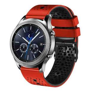 For Samsung Gear S3 Classic 22mm Perforated Two-Color Silicone Watch Band(Red+Black)