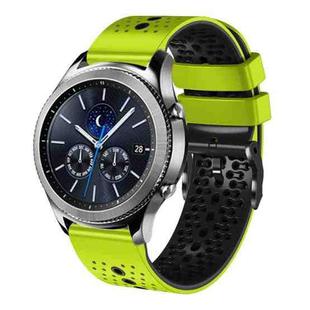 For Samsung Gear S3 Classic 22mm Perforated Two-Color Silicone Watch Band(Lime+Black)