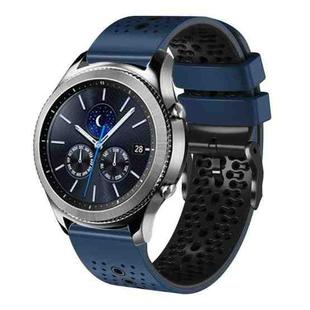 For Samsung Gear S3 Classic 22mm Perforated Two-Color Silicone Watch Band(Midnight Blue+Black)