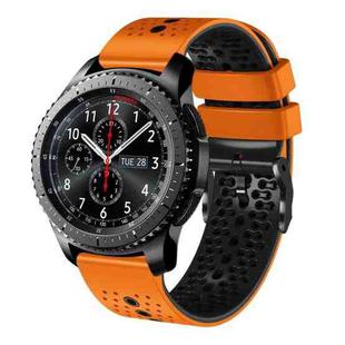 For Samsung Gear S3 Frontier 22mm Perforated Two-Color Silicone Watch Band(Orange+Black)
