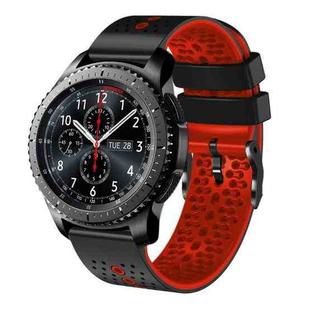 For Samsung Gear S3 Frontier 22mm Perforated Two-Color Silicone Watch Band(Black+Red)