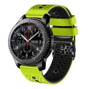 For Samsung Gear S3 Frontier 22mm Perforated Two-Color Silicone Watch Band(Lime+Black)