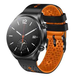 For Xiaomi MI Watch S1 22mm Perforated Two-Color Silicone Watch Band(Black+Orange)